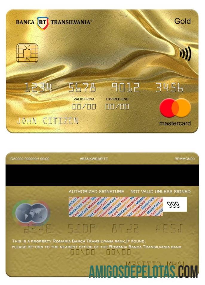 Romania Banca Transilvania Bank Mastercard Gold sample